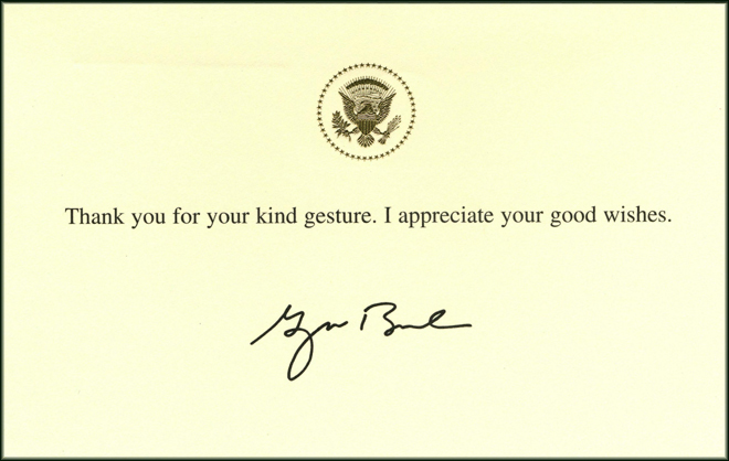 President George W. Bush Acknowledgement