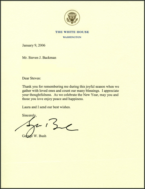 President George W. Bush Letter