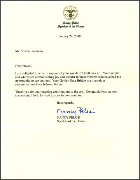 Speaker Nancy Pelosi Letter
