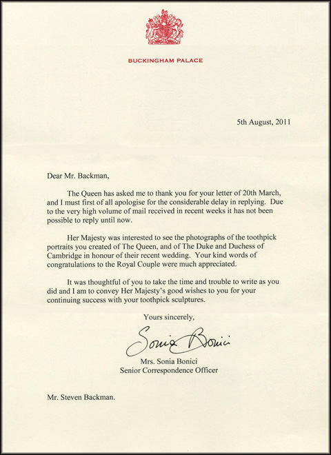 Buckingham Palace Letter