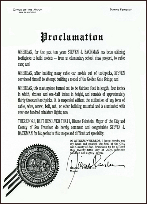 Mayor Dianne Feinstein Proclamation