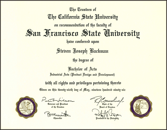 San Francisco State University Diploma