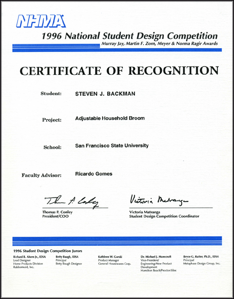 NHMA Certificate of Recognition