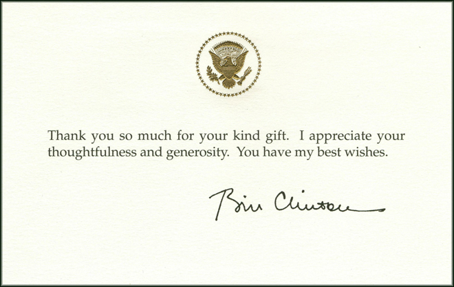 President Bill Clinton Acknowledgement