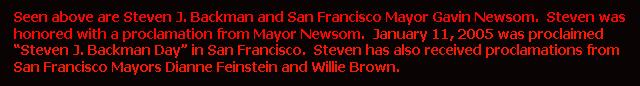 Steven J. Backman and Mayor Gavin Newsom